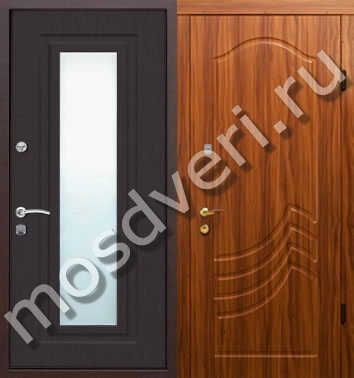 Входная дверь с ламинацией под дерево с зеркалом ВДЗ-867 - купить от производителя Мосдвери Входная дверь с ламинацией под дерево с зеркалом ВДЗ-867